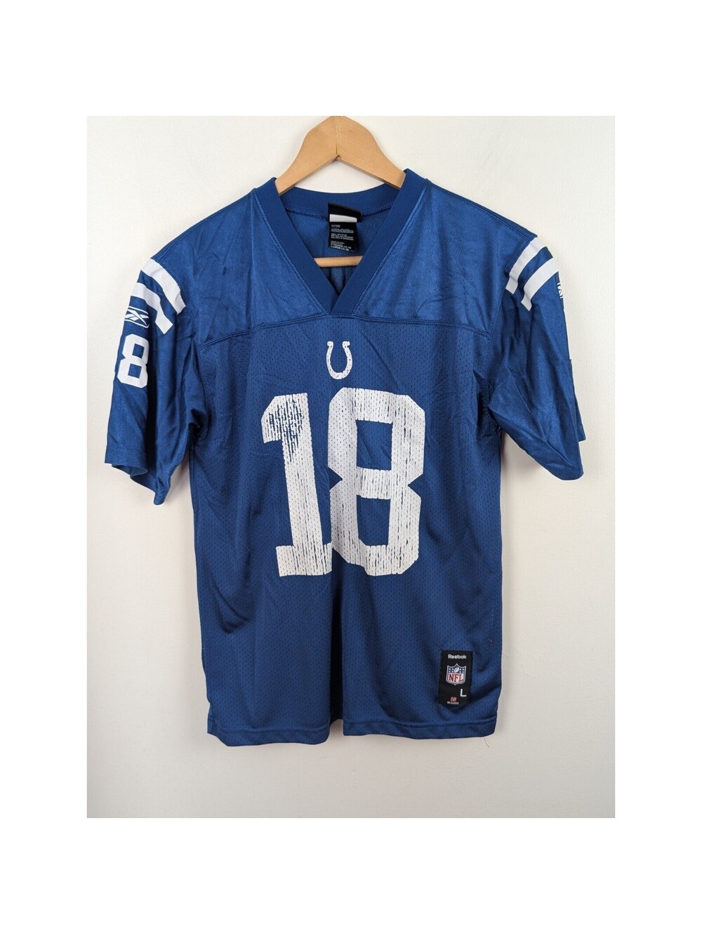 Youth Large Peyton Manning Jersey L Colts Reebok NFL 18 Boys Kids Blue